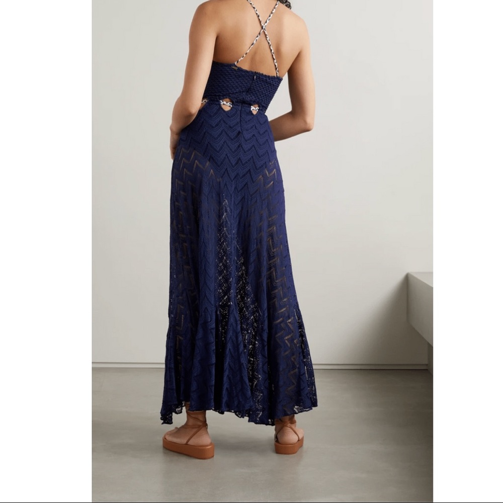 PatBo Cutout textured Jersey and open knit maxi dress in indigo NEW COLLECTION - Picture 4 of 9